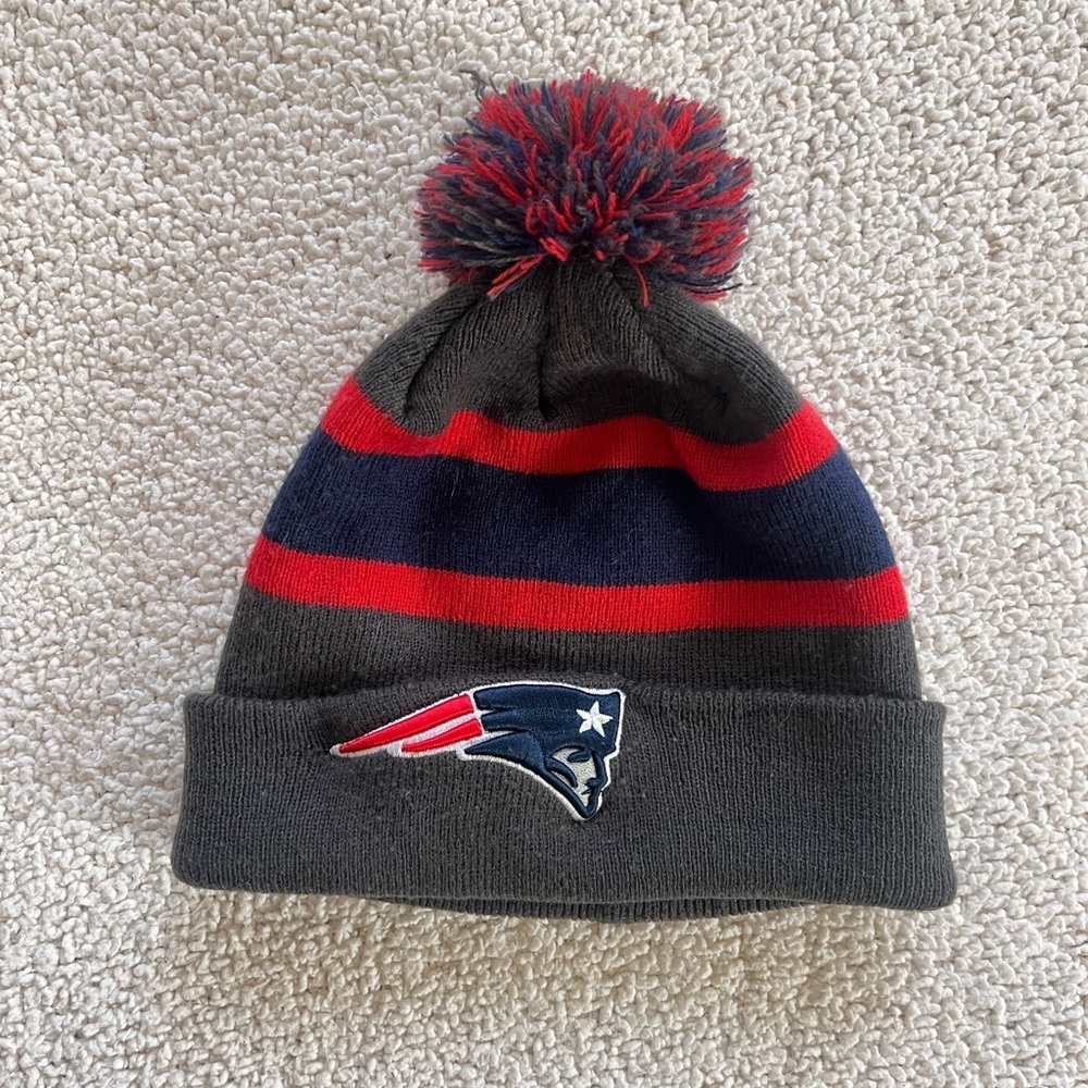 NFL Patriots Striped Beanie - Red, Blue, Gray